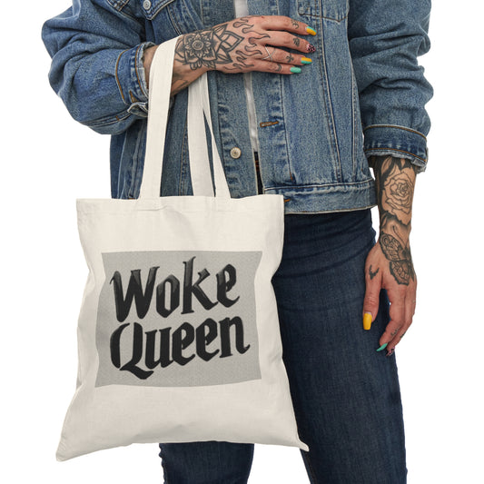 Woke Queen Natural Tote Bag - Black