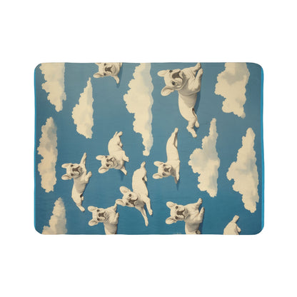 Frenchies in the Sky Fleece Sherpa Blanket
