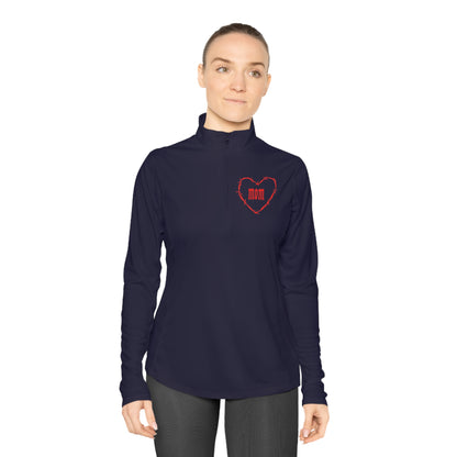 I HEART MOM Ladies Quarter-Zip Pullover