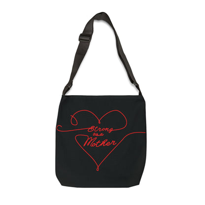 Strong as a Mother Adjustable Tote Bag - Black and Red