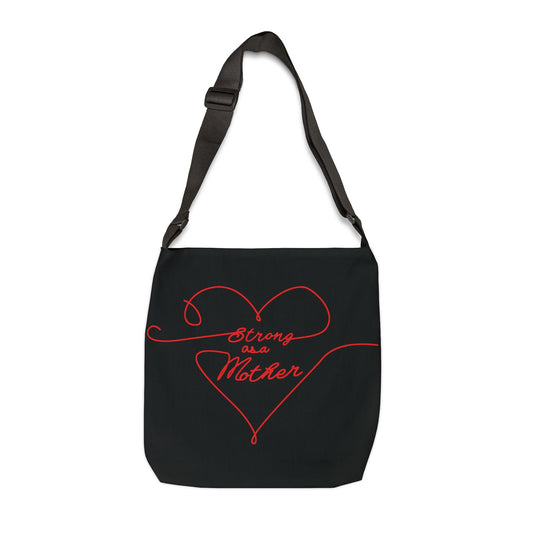 Strong as a Mother Adjustable Tote Bag - Black and Red