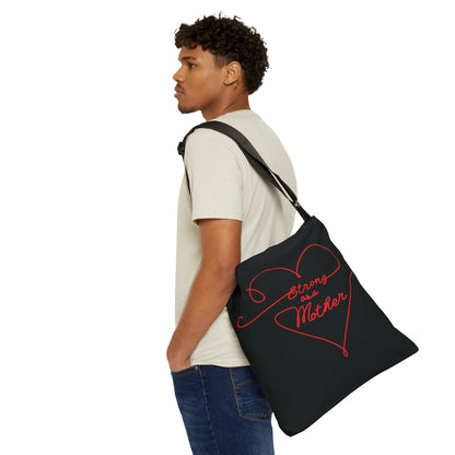 Strong as a Mother Adjustable Tote Bag - Black and Red