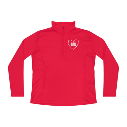 I HEART MOM Ladies Quarter-Zip Pullover