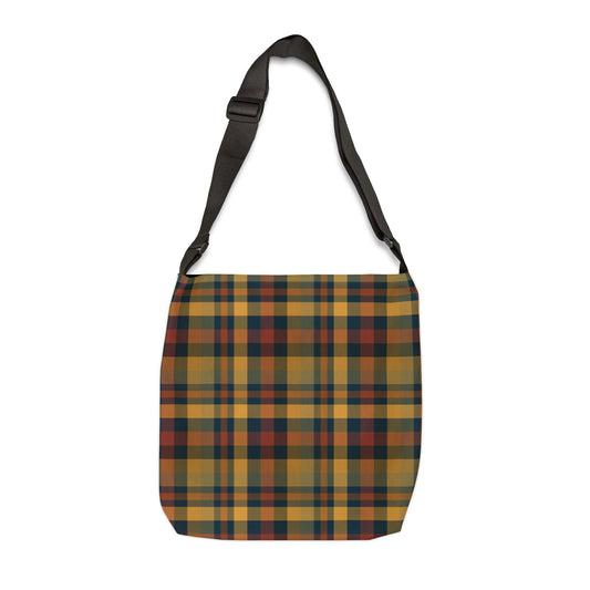 Earthtone Plaid Adjustable Tote Bag