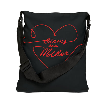 Strong as a Mother Adjustable Tote Bag - Black and Red