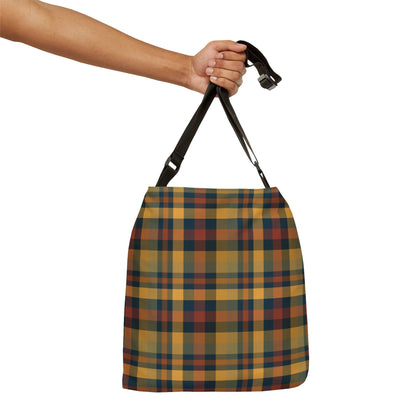Earthtone Plaid Adjustable Tote Bag