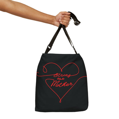 Strong as a Mother Adjustable Tote Bag - Black and Red