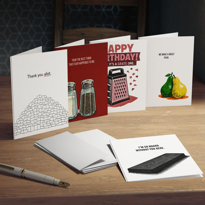 Bad grammar.  Good intentions. Funny Pun Greeting Cards 5-Pack — Assorted Humorous Birthday, Thank You & Everyday Cards