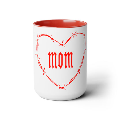 I HEART MOM Two-Tone Coffee Mugs, 15oz