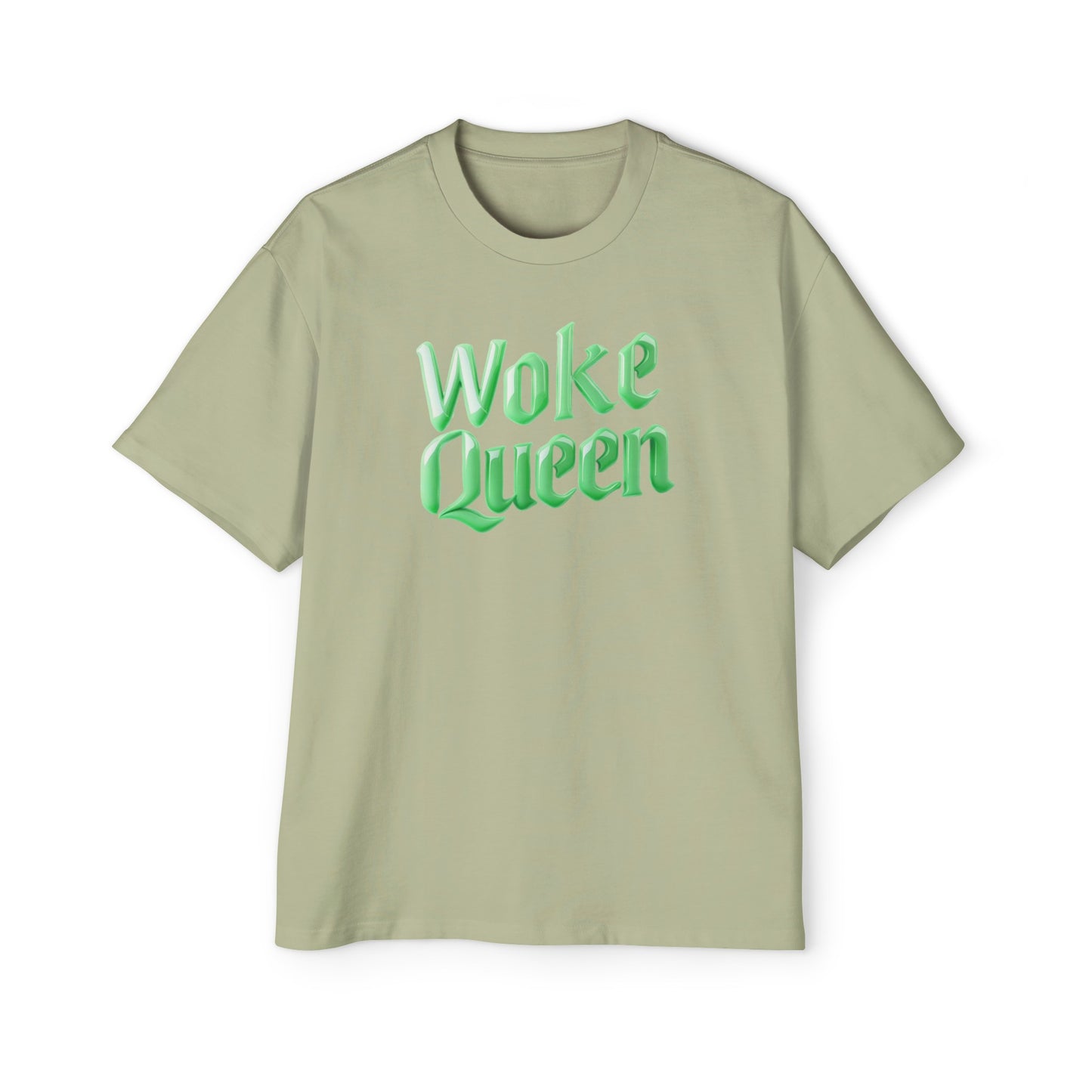 Men's Heavy Oversized Woke Queen Green Tee