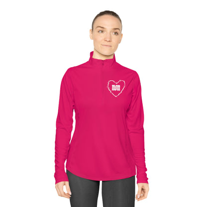 I HEART MOM Ladies Quarter-Zip Pullover