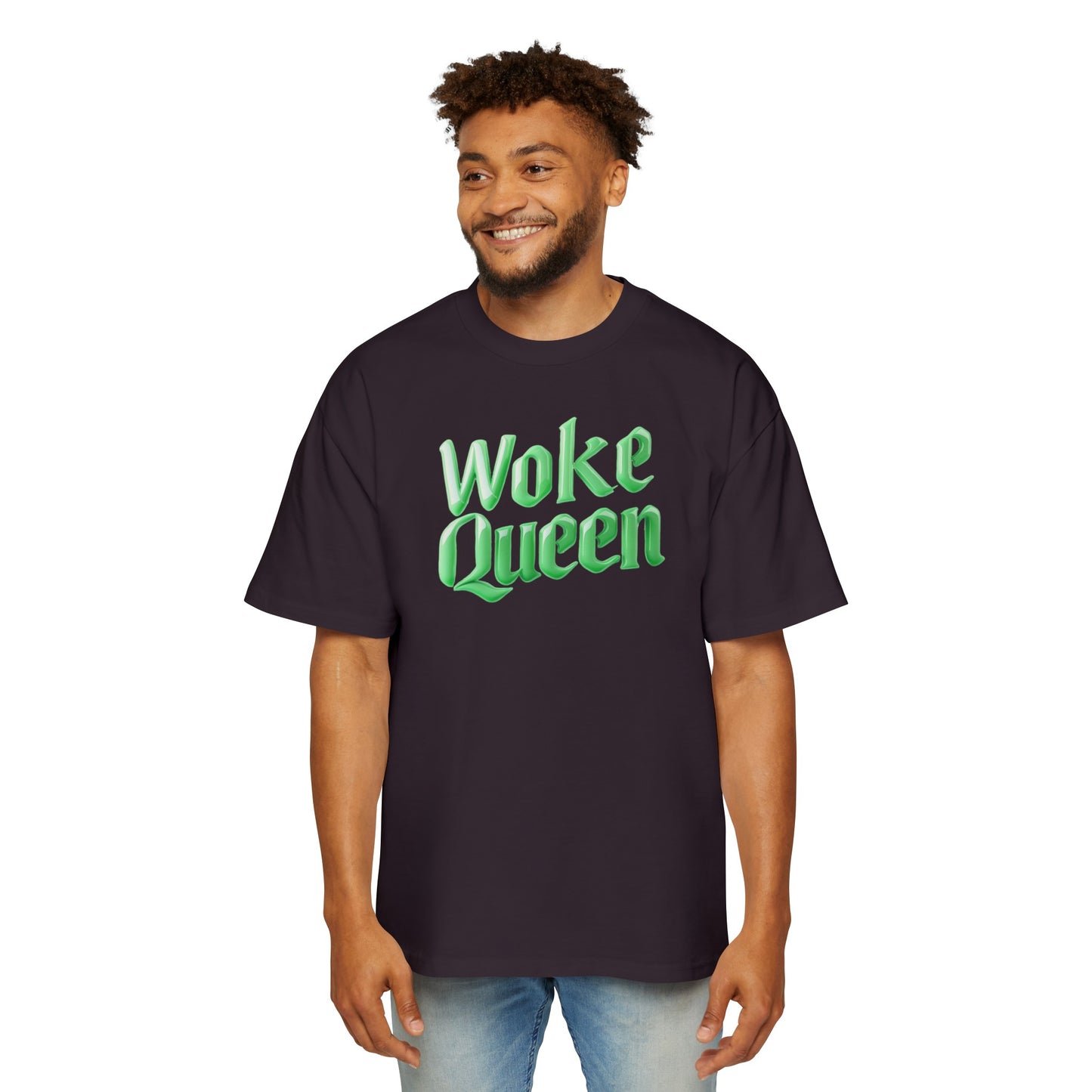 Men's Heavy Oversized Woke Queen Green Tee
