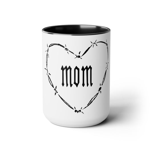 I HEART MOM Two-Tone Coffee Mugs, 15oz