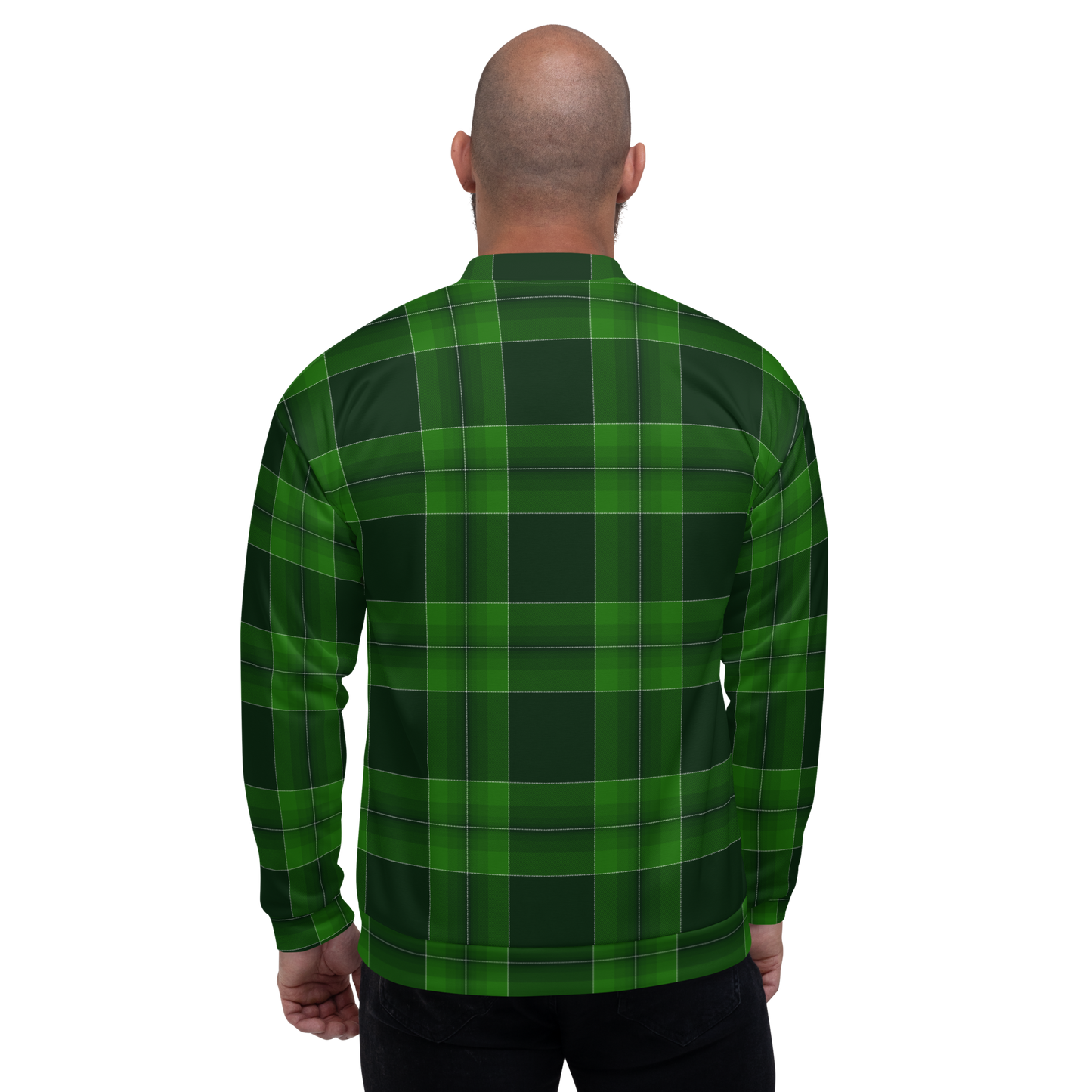 Unisex Dark Emerald Plaid Bomber Jacket