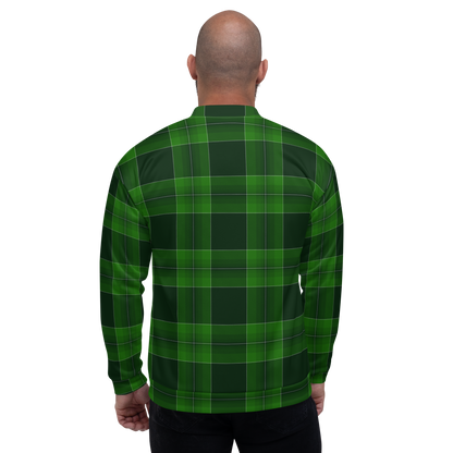 Unisex Dark Emerald Plaid Bomber Jacket