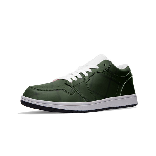 Unisex Low Top Leather Sneakers - Atomic Green Thick Diamond Plaid 1